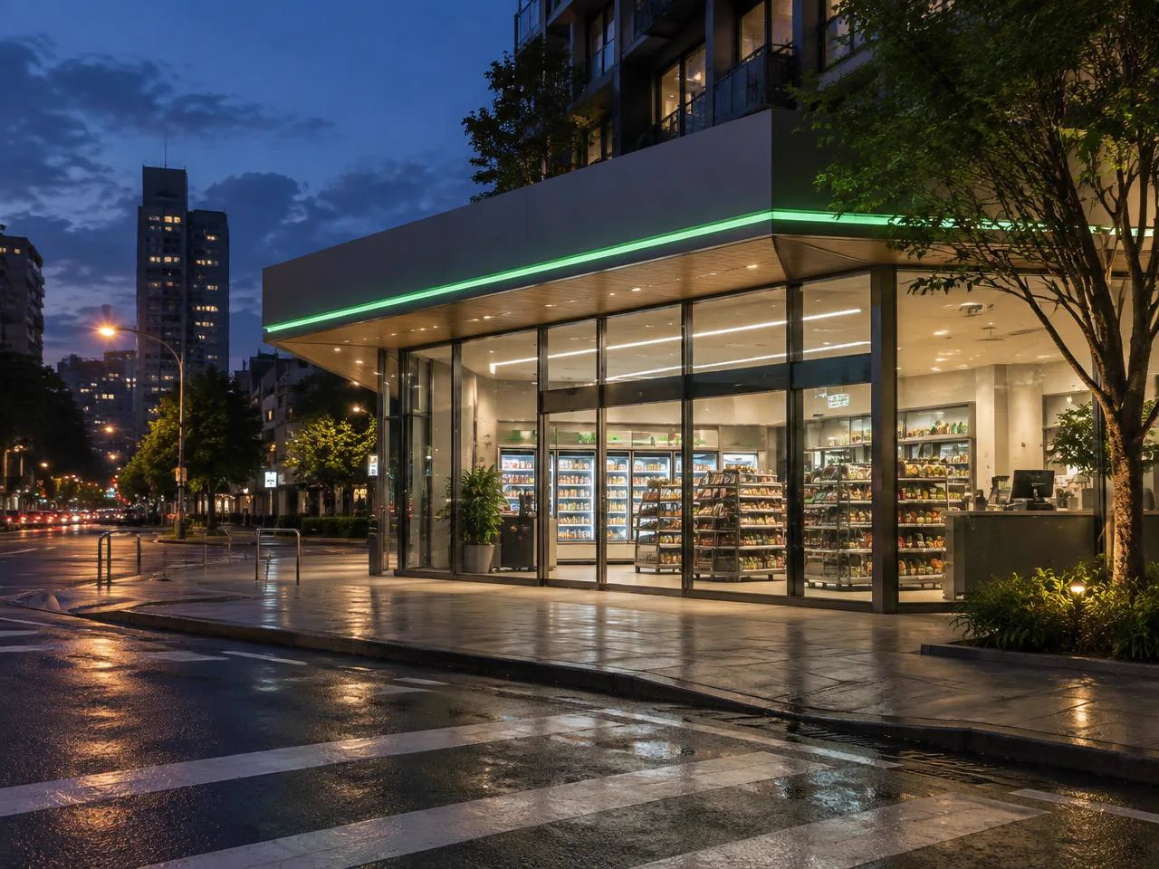 Concept illustration of lighting and refrigeration energy use in a convenience store