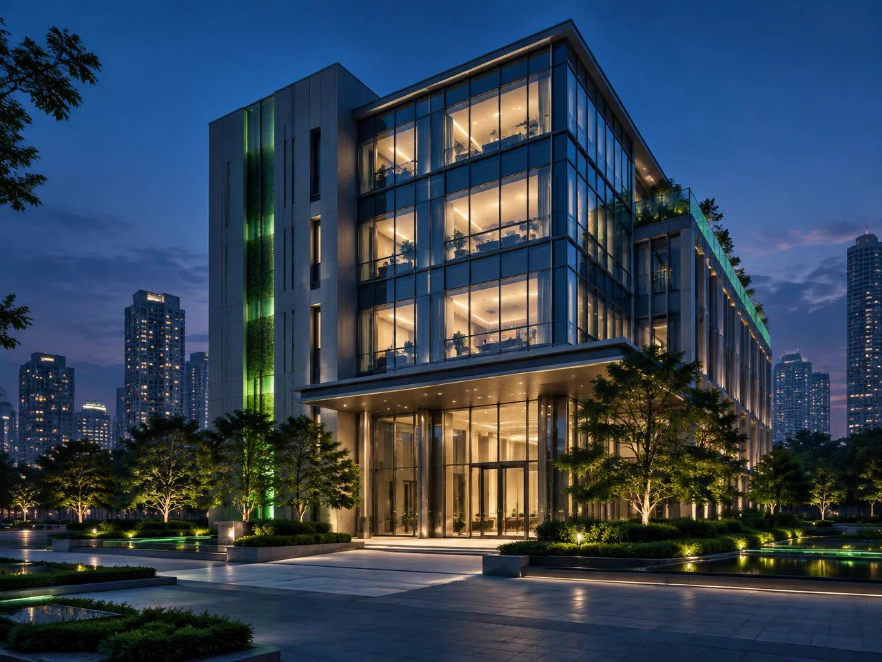 Concept illustration of energy management in a modern office building